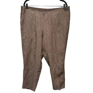 J. Jill Love Linen Brown Elastic Waistband cropped high rise Pants